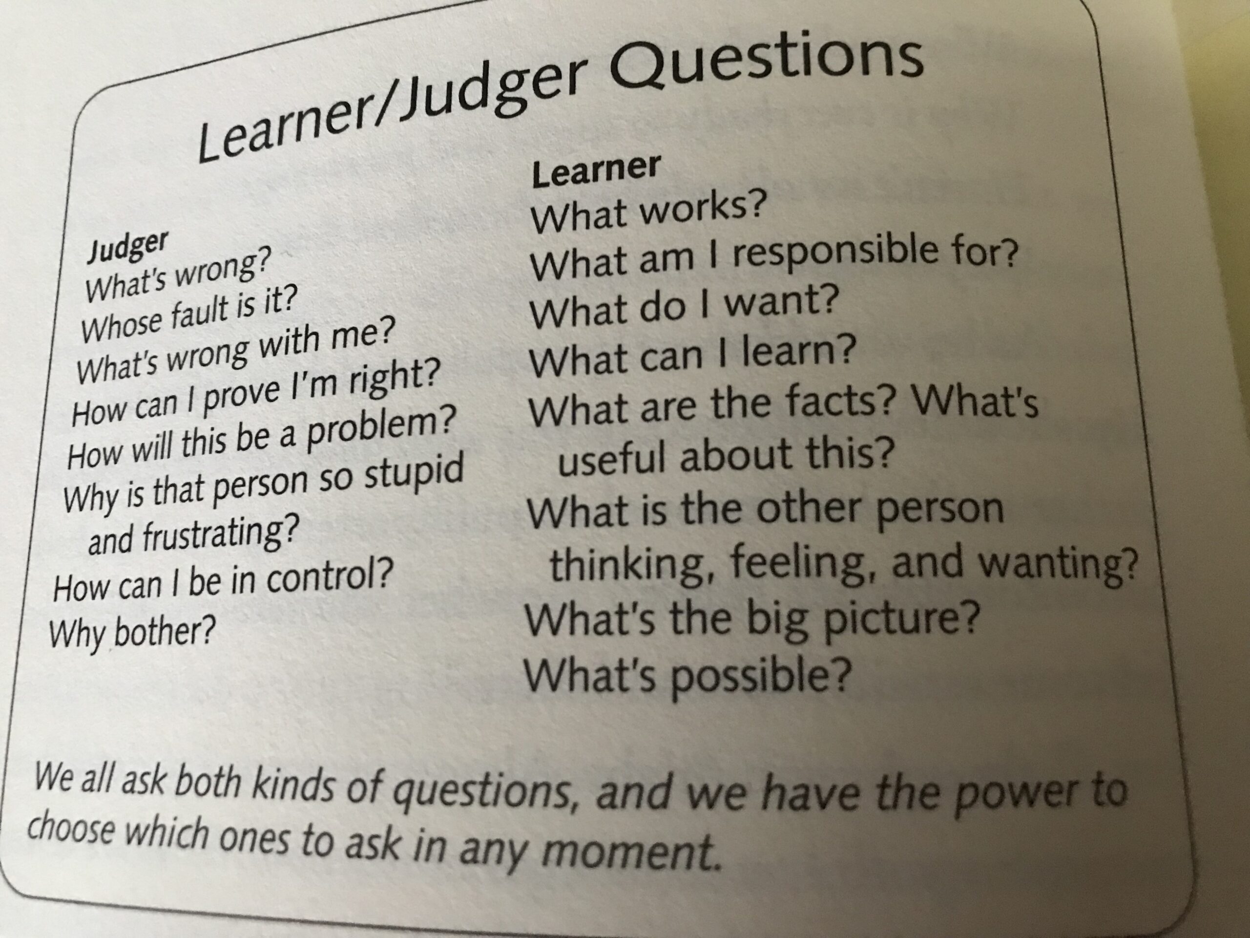 Learner or Judger? Ego or Higher self?